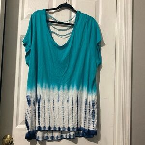 New Direction Weekend Curvy Women’s Size 3X Tye Dye Blue/White Shirt NWT